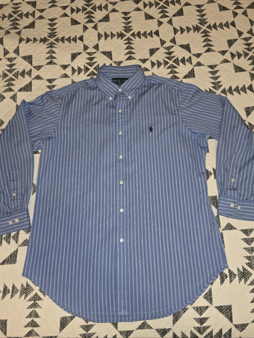 16(32/33) - Ralph Lauren Light Blue & White Striped Shirt. (PRISTINE CONDITION)